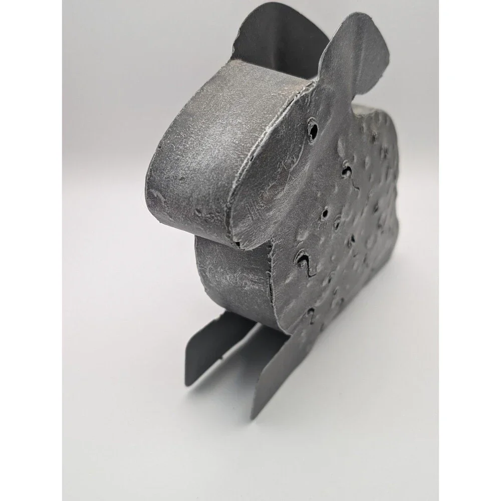 Rustic Metal Rabbit Bunny Candle Holder Tealight Votive Lantern Silver Grey